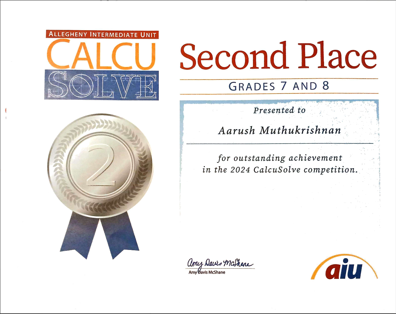 2nd Place - Calcusolve - Allegheny Intermediate Unit