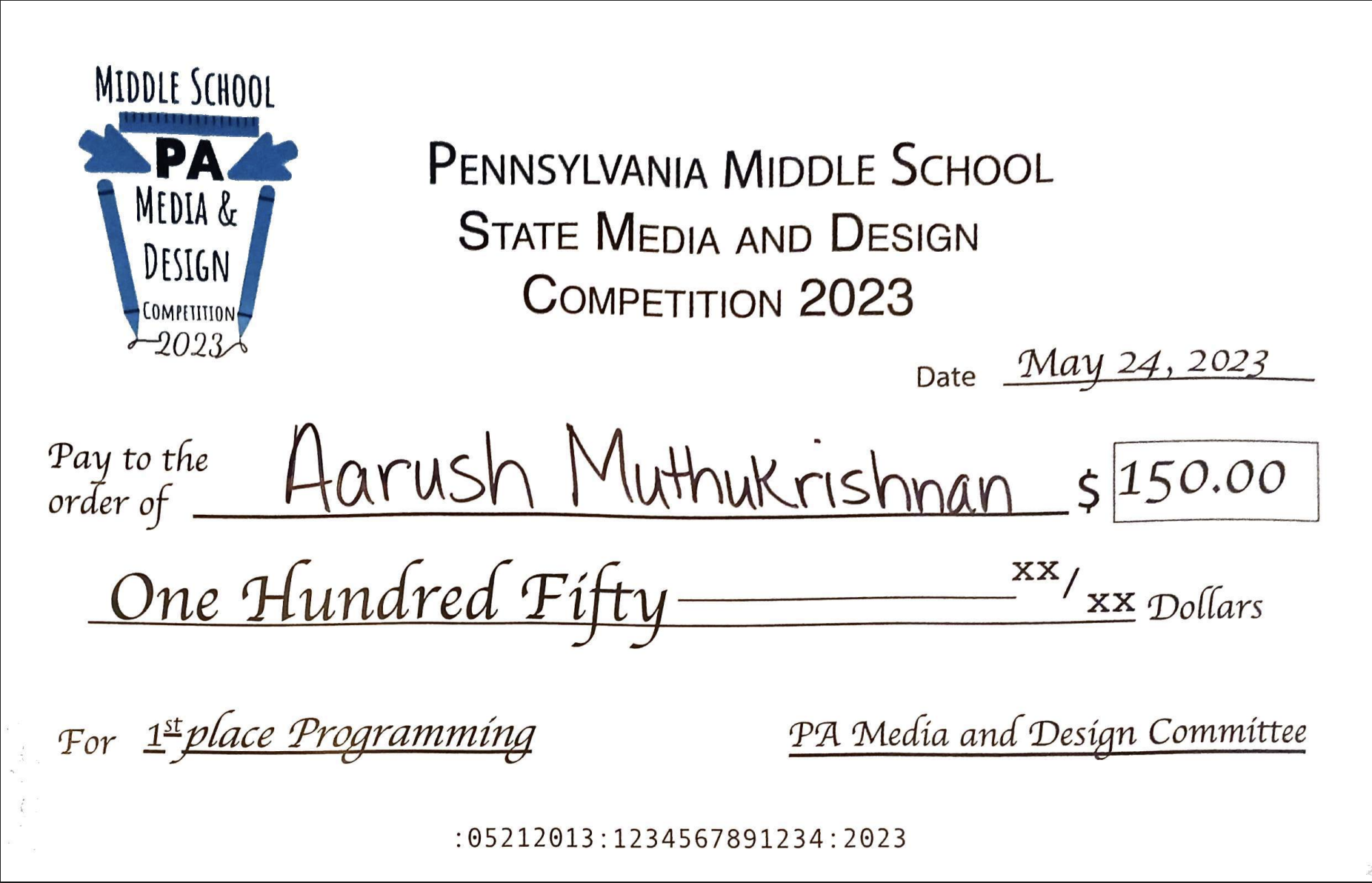 1st Place - PA Media and Design States - May 24, 2023