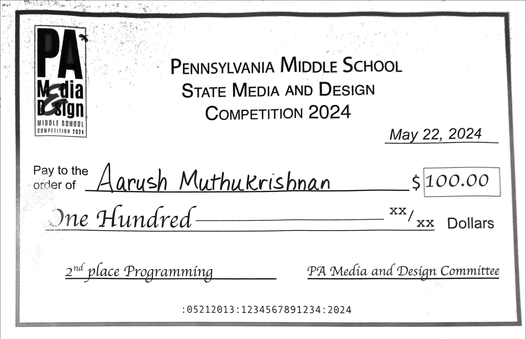 2nd Place - PA Media and Design States - May 22, 2024